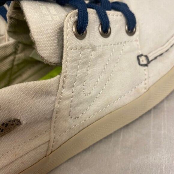 TRETORN Otto White Navy Blue Canvas Mens 8.5 Womens 10 Boat Deck Shoes Sneakers - Picture 5 of 8